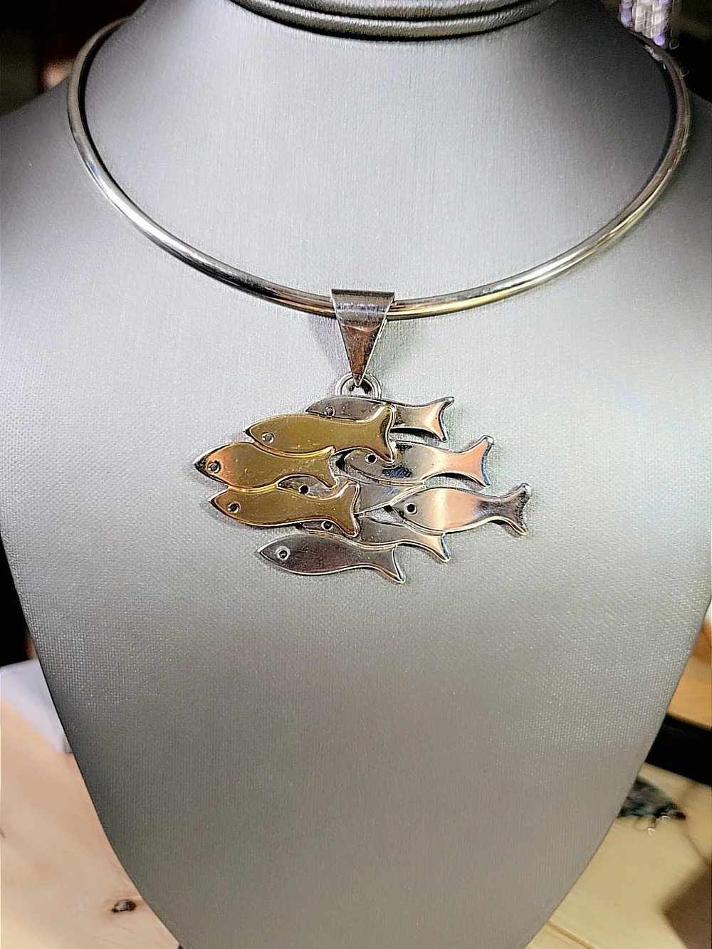 Silver/gold Tone Fish Pendant